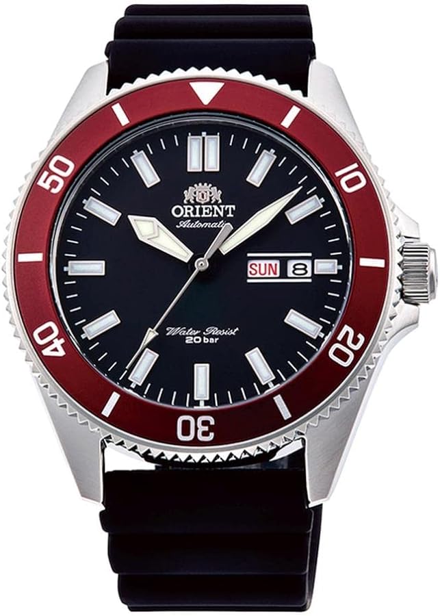 Orient Kano/Big Mako Men's Automatic Manual Winding Mechanical Sports Steel Silicone Wrist Watch - Underwater, Silicone Red, Default Title, Strap