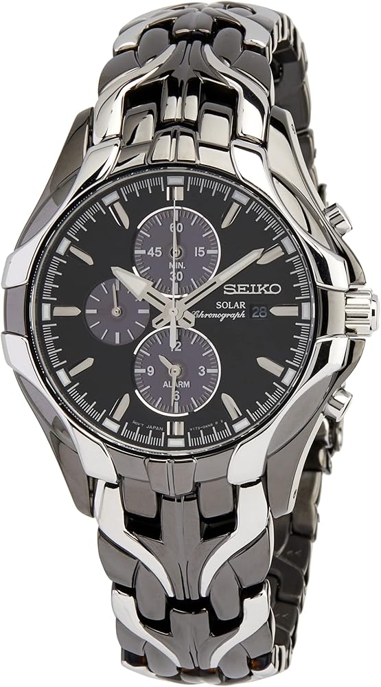 SEIKO Watch for Men - with Solar Chronograph, 6-Month Power Reserve, Date Calendar, and Water-Resistant to 100m