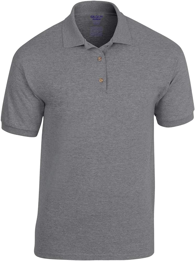 Gildan Men's DryBlend Jersey Short Sleeve Polo Shirt (Medium, Graphite Heather)