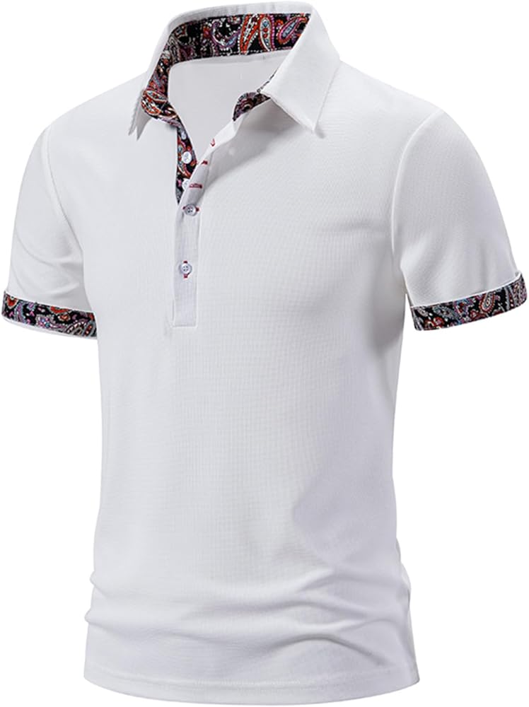 Mens Shirts Polos Short Sleeve Business Office Tops Man Golf Athletic Tshirt Button Down Dress T-Shirts Casual Print Tee