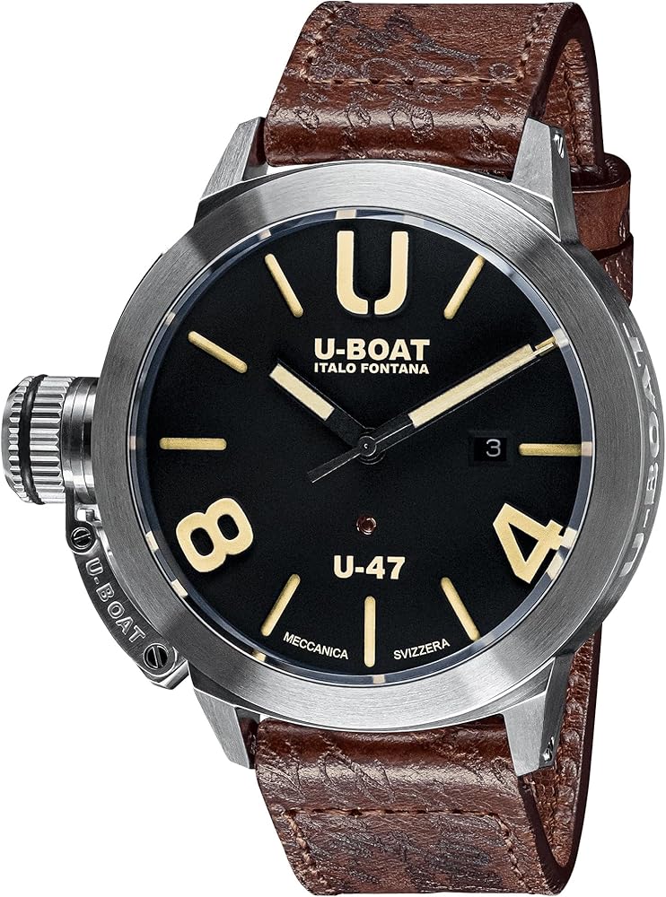 U-Boat Classico Mens Analog Swiss Automatic Watch with Leather Bracelet 8105, Brown