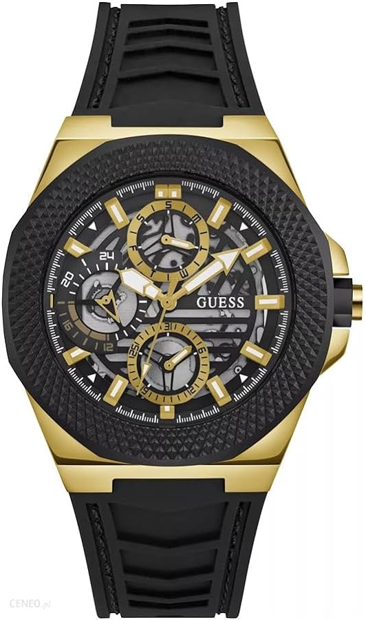 GUESS Men's 44mm Watch - Lime Green Strap Blue Dial Two-Tone Case