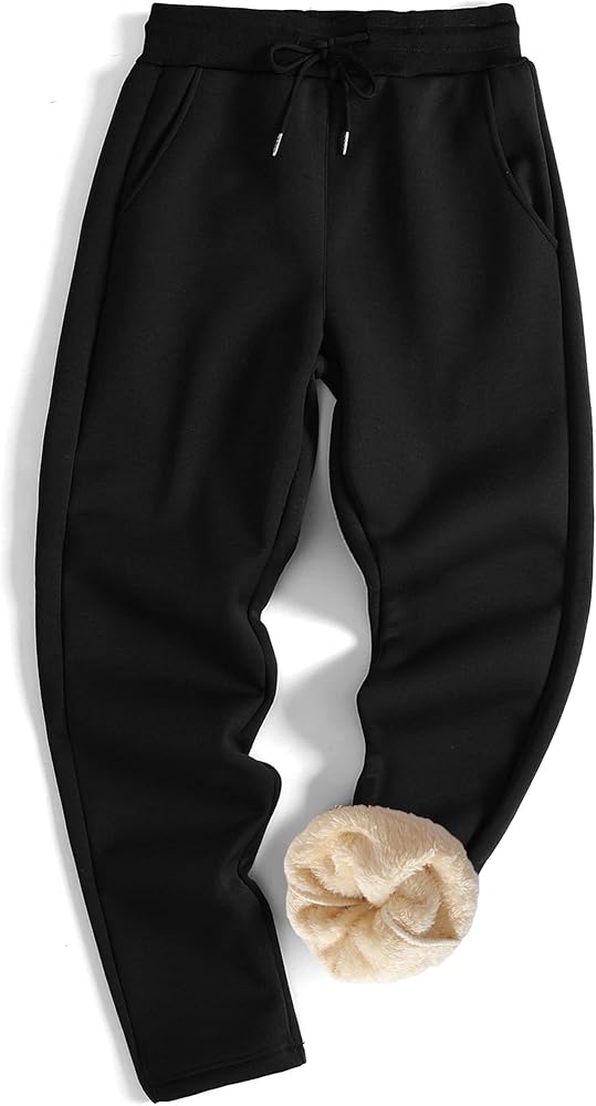 GXAMOY Men's Winter Fleece Pants Sherpa Lined Sweatpants Active Warm Thick Jogger Pants