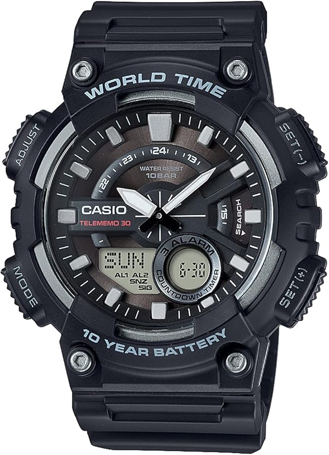 Casio AEQ-110 Watch, Casio Collection, Black, 1個, Newest Model