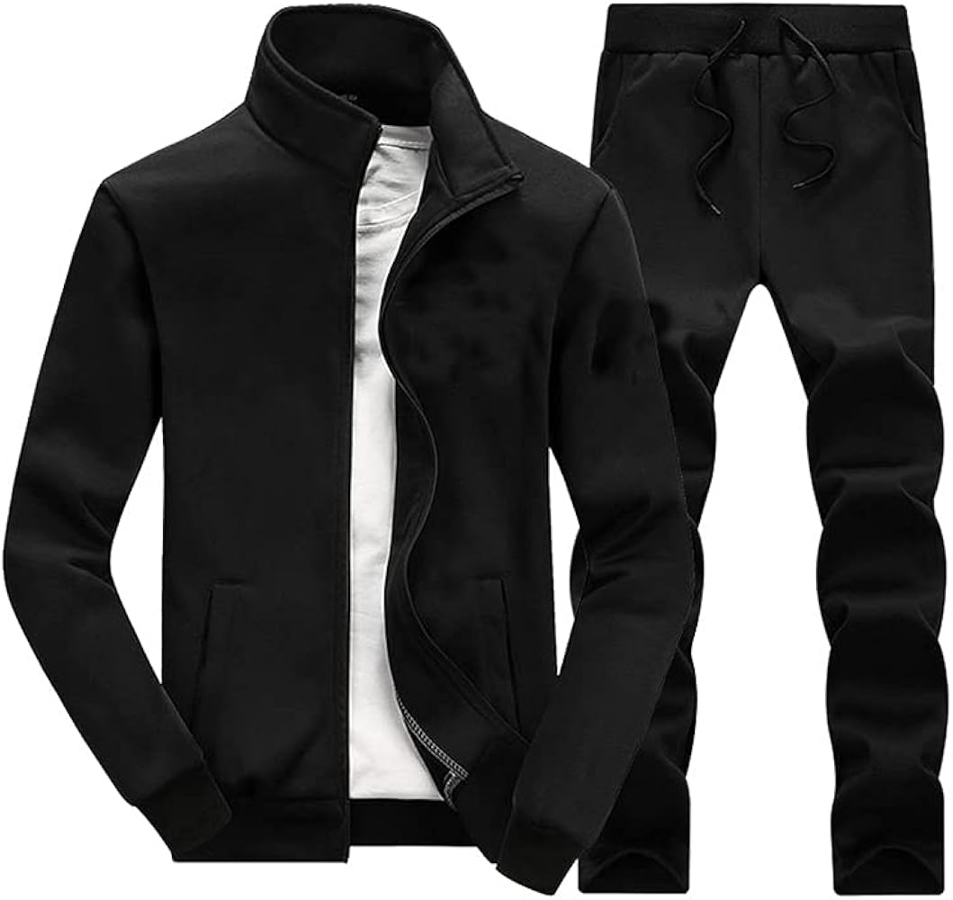 Men's Tracksuit 2 Piece Outfit Long Sleeve Jogging Sweatsuit Running Athletic Sports Set