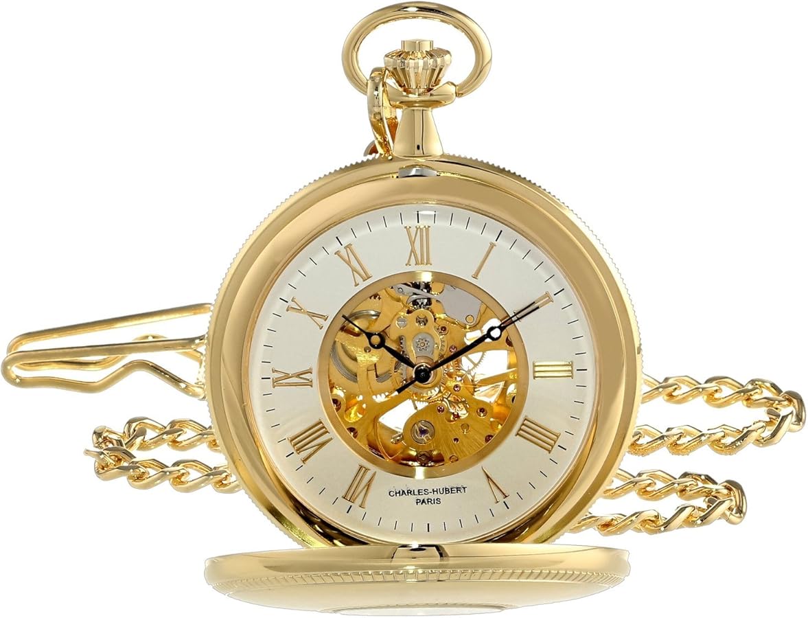 Charles-Hubert, Paris 3953-G Classic Collection Analog Display Mechanical Hand Wind Pocket Watch