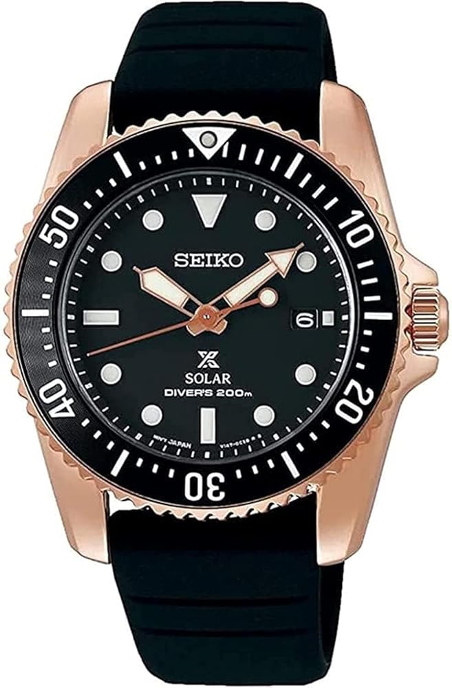 Seiko Prospex Solar Diver's 200m Rose Gold Sapphire Glass Watch SNE586P1