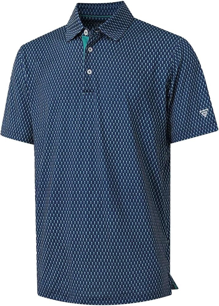 M MAELREG Mens Golf Shirt Short Sleeve Dry Fit Print Moisture Wicking Performance Patterns Collared Polo Shirt