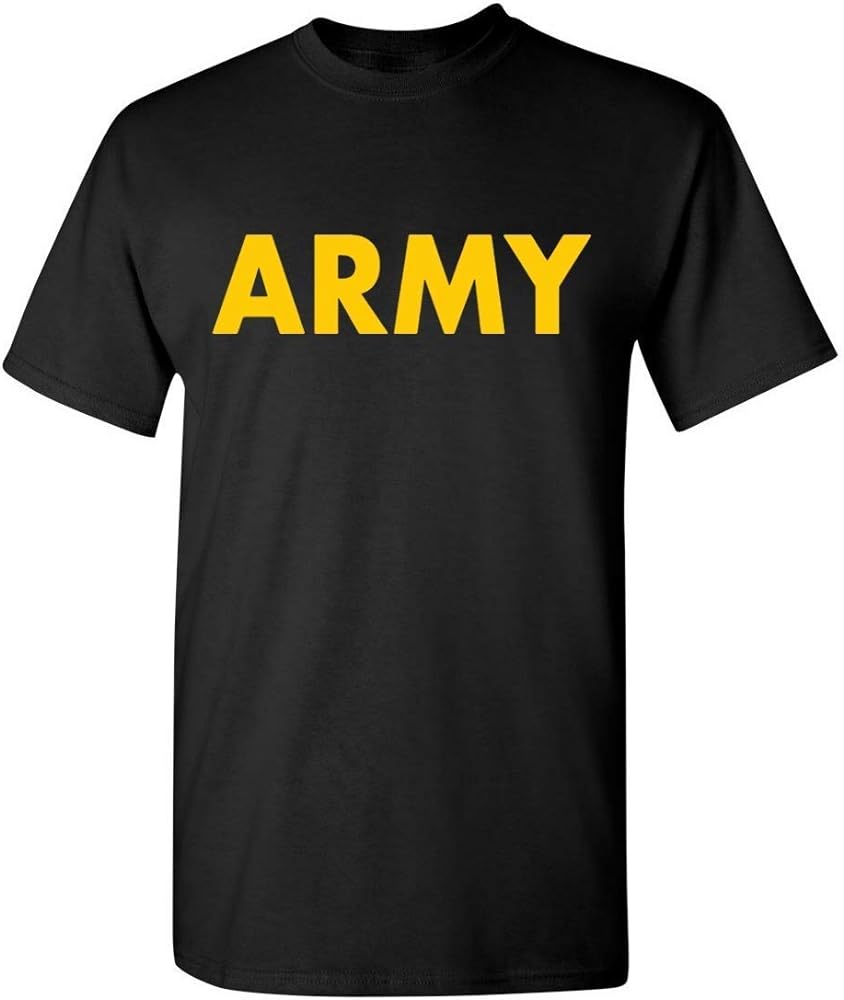 Black Army Short Sleeve T-Shirt with Gold Print