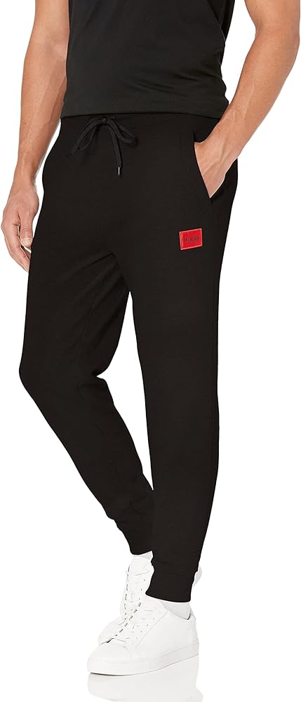 HUGO Men's Regular Fit Square Logo Jersey Drawstring Joggers