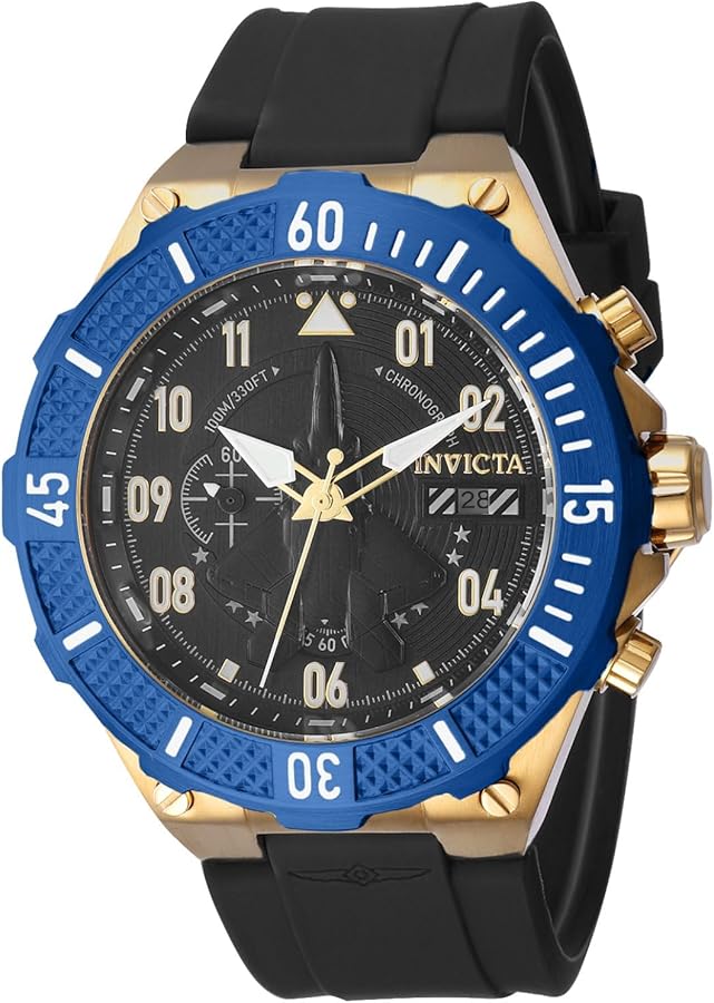 Invicta Men's Aviator 50mm Silicone Quartz Watch, Black (Model: 39892)