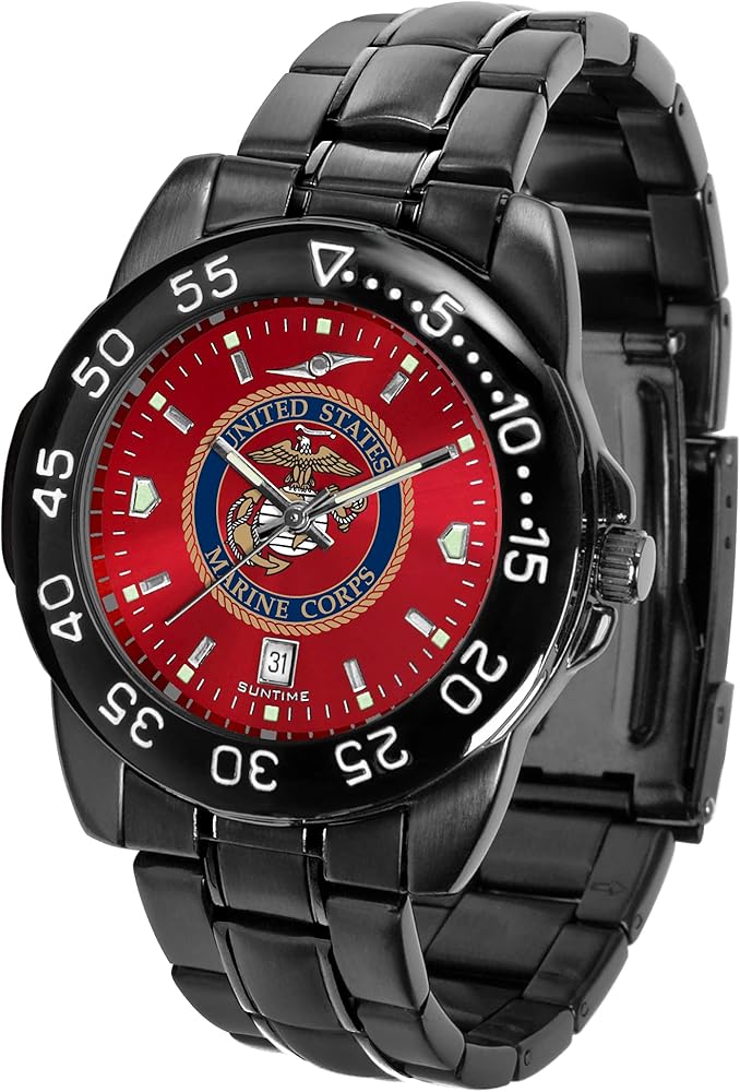 SunTime Men's U.S. Marines 43mm Watch - Fantom Sport AnoChrome - 20mm Black Stainless Steel Band