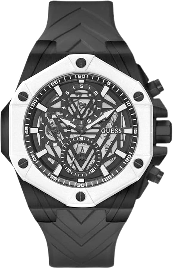 GUESS Men's 47mm Watch - Black Strap Black Dial Black Case