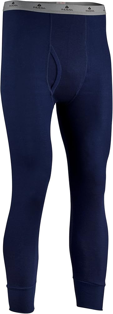 Indera Polypropylene Performance Rib-Knit Long Johns Thermal Underwear Bottom for Men Navy