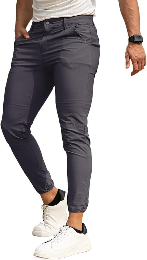 GINGTTO Men's 4-Way Stretch Skinny Golf Joggers - 28" Inseam Nylon