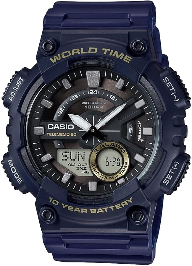 Casio Men's AEQ110W-2AV Heavy Duty Analog-Digital Display Quartz Blue Watch